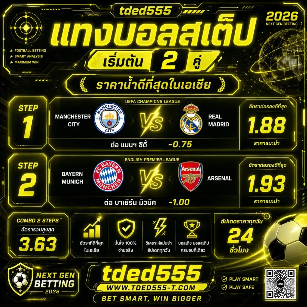 tded555 แทงบอลสเต็ป เริ่มต้น 2 คู่